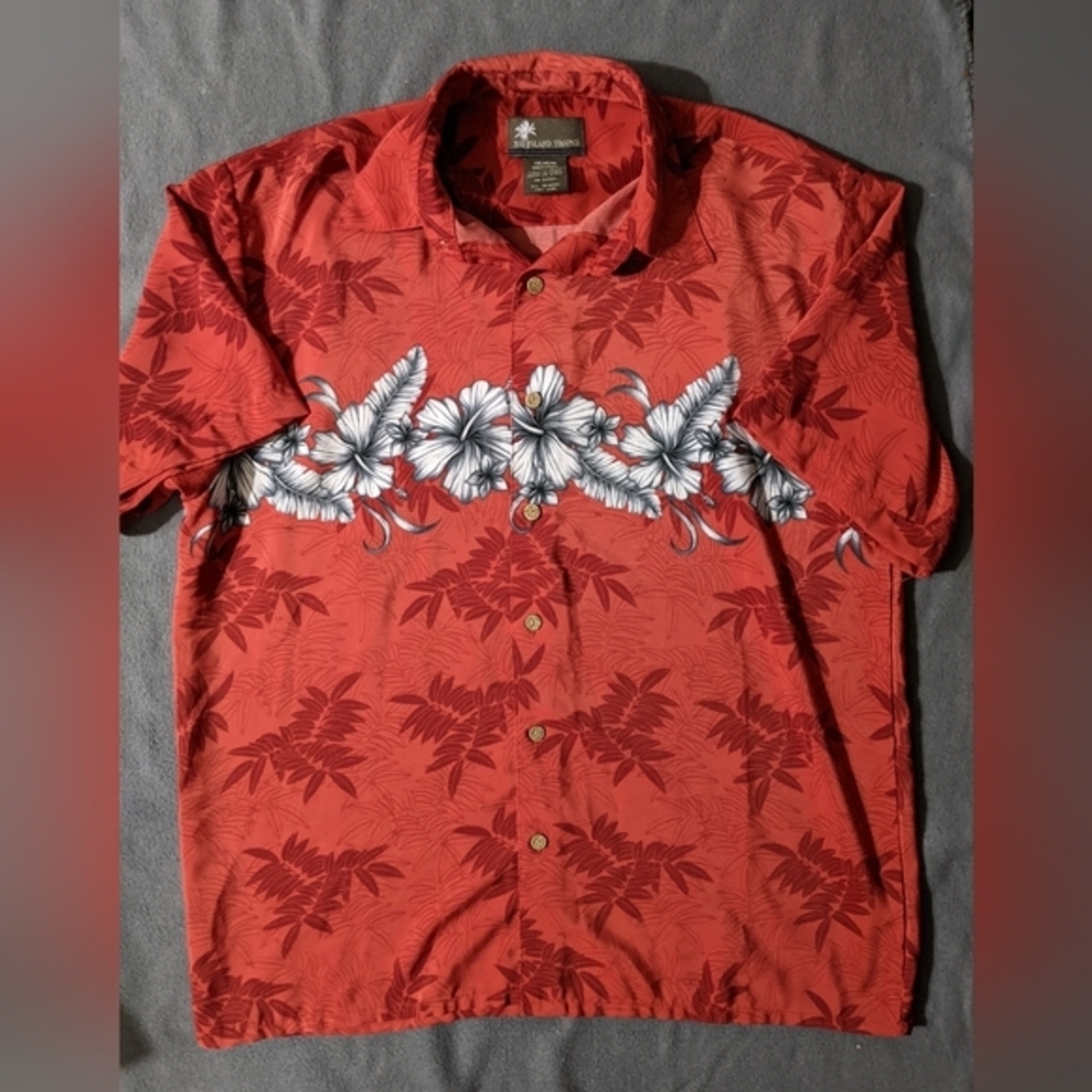 Men's Hawaiian shirt‎ Floral Beach Tropical 100% Polyester Size M